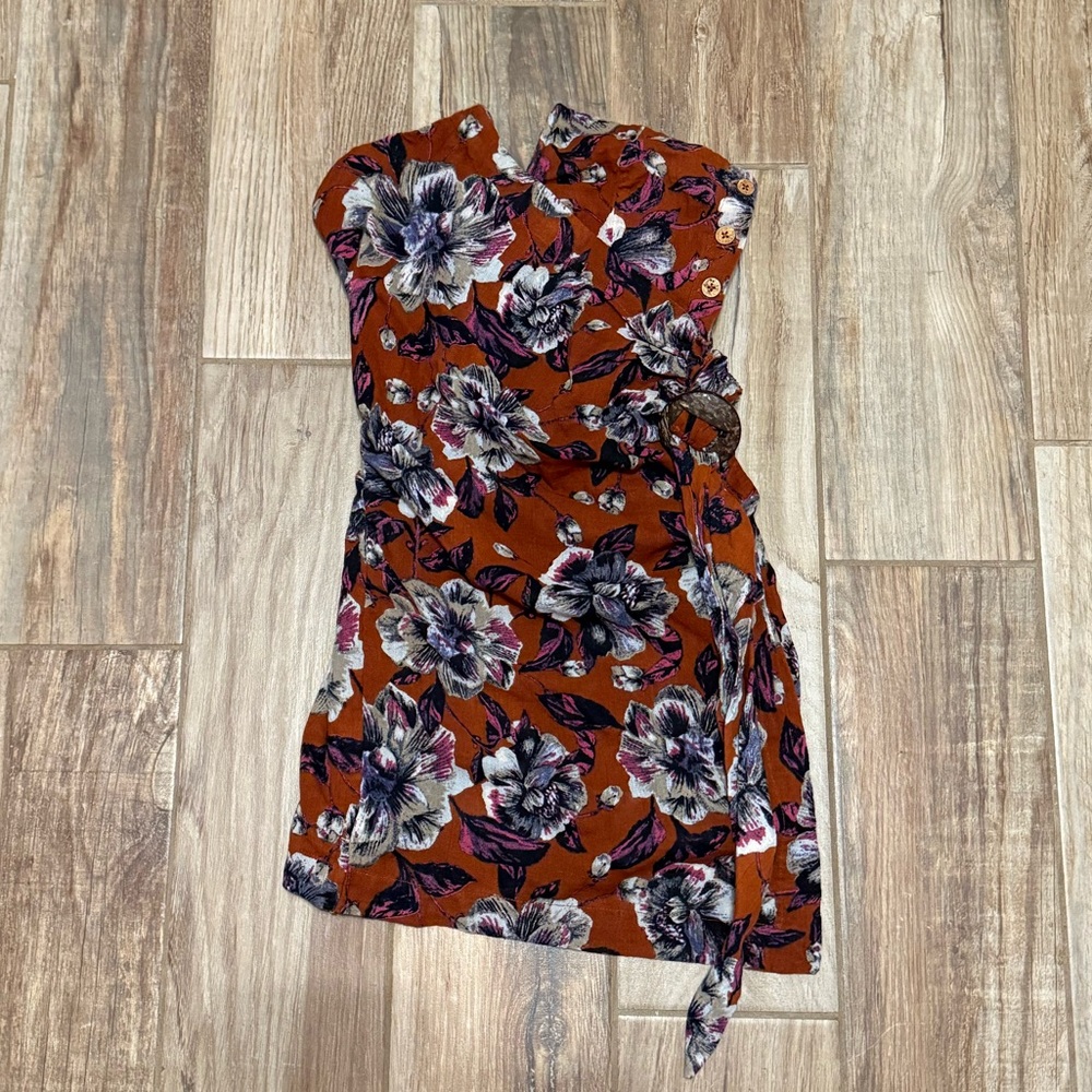 Free People Is Hot To Trot Floral Print Strapless Front Wrap Mini Dress - Picture 2 of 6